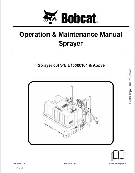 BOBCAT 60 SPRAYER OPERATION & MAINTENANCE MANUAL (6990479) - PDF FILE