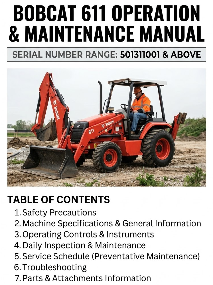 BOBCAT 611 OPERATION & MAINTENANCE MANUAL - PDF FILE