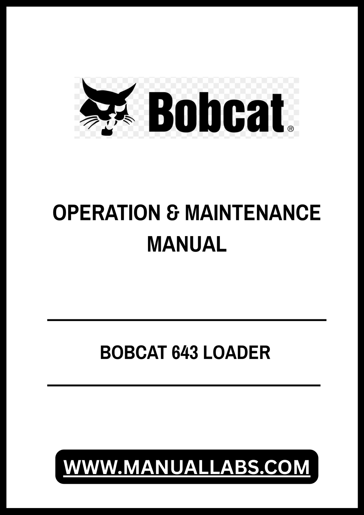 BOBCAT 643 LOADER OPERATION & MAINTENANCE MANUAL 6566708 - PDF FILE