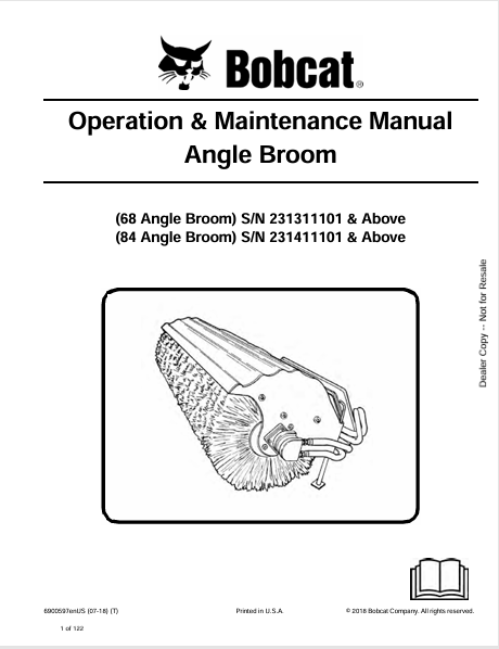 BOBCAT 68, 84 ANGLE BROOM OPERATION & MAINTENANCE MANUAL (690059) - PDF FILE
