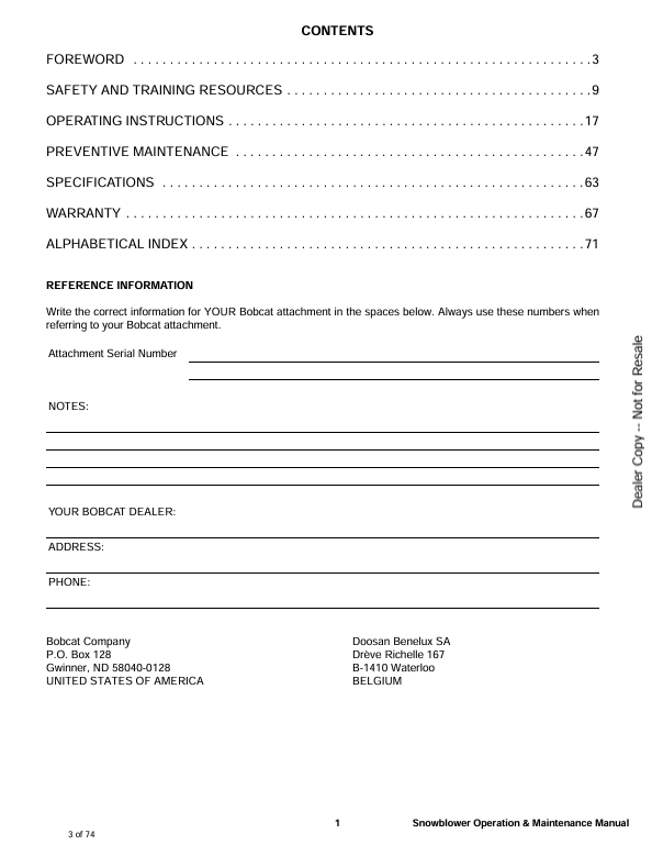 BOBCAT COMBINATION BUCKET 44IN (6902572) OPERATION AND MAINTENANCE MANUAL PDF DOWNLOAD