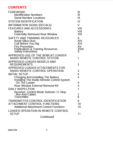 BOBCAT TRANSMITTER OR RECEIVER (6904709) OPERATION AND MAINTENANCE MANUAL PDF FILE