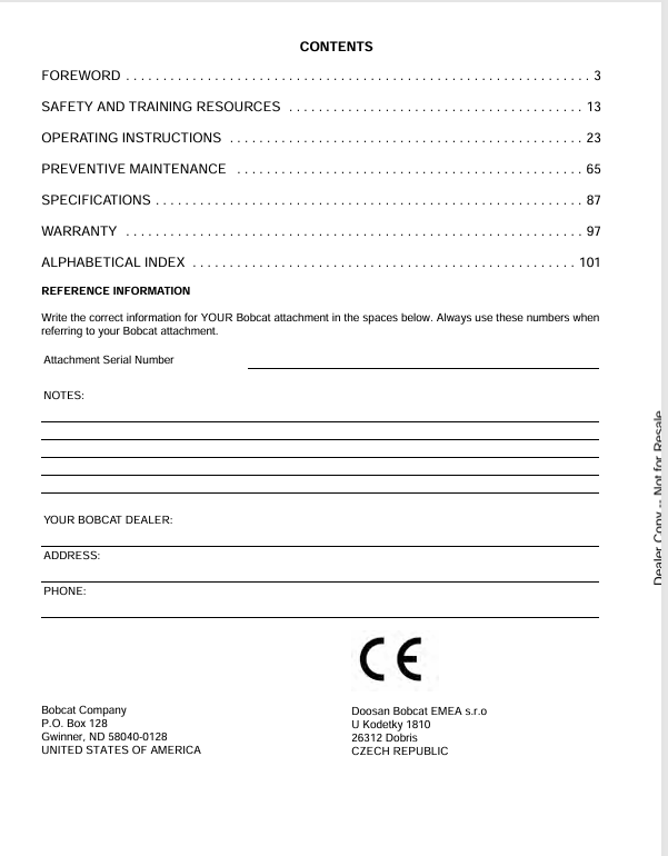 BOBCAT SNOW BLADE (6987134) OPERATION AND MAINTENANCE MANUAL PDF FILE