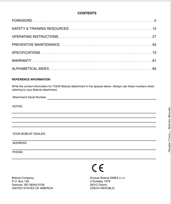 BOBCAT HOISTING WINCH WITH JIB (6989512ENGB) OPERATION & MAINTENANCE MANUAL PDF DOWNLOAD