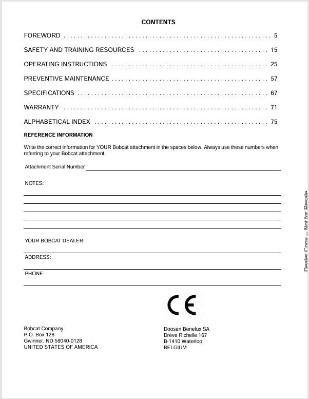BOBCAT FLAIL MOWER 30FM, 40FM (6990523ENGB) OPERATION & MAINTENANCE MANUAL PDF FILE