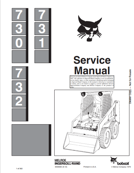 BOBCAT 730, 732, 731 SERVICE MANUAL (6556583) - PDF FILE