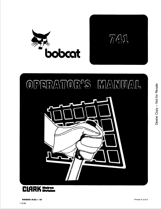 BOBCAT 741 OPERATOR'S MANUAL (6556588) - PDF FILE