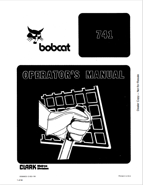 BOBCAT 741 OPERATOR'S MANUAL (6566603) - PDF FILE
