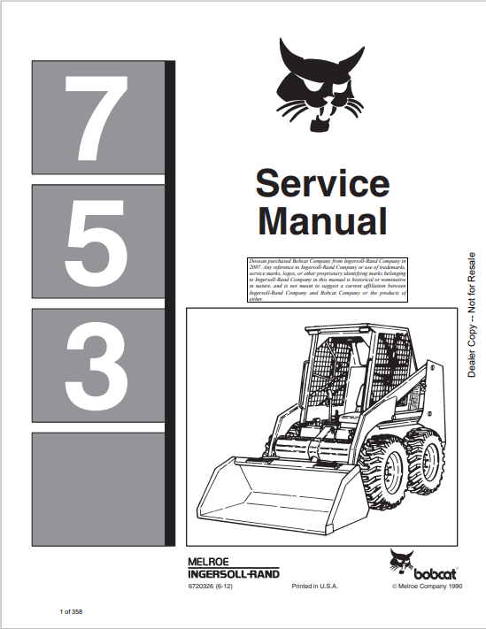 BOBCAT 753 SERVICE MANUAL (6720326) - PDF FILE