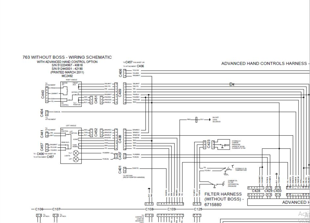 BOBCAT 763 WITHOUT BOSS ELECTRICAL WIRING SCHEMATIC MANUAL - PDF FILE