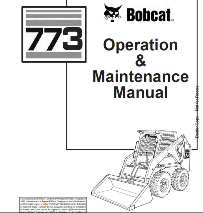 BOBCAT 773 LOADER OPERATION & MAINTENANCE MANUAL 6900372 - PDF FILE