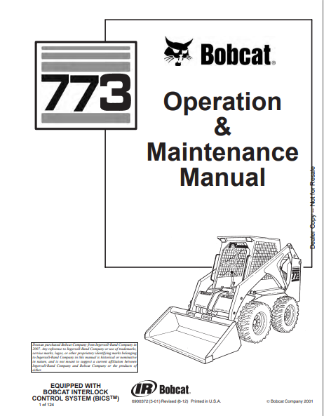 BOBCAT 773 OPERATION & MAINTENANCE MANUAL (6900372) - PDF FILE