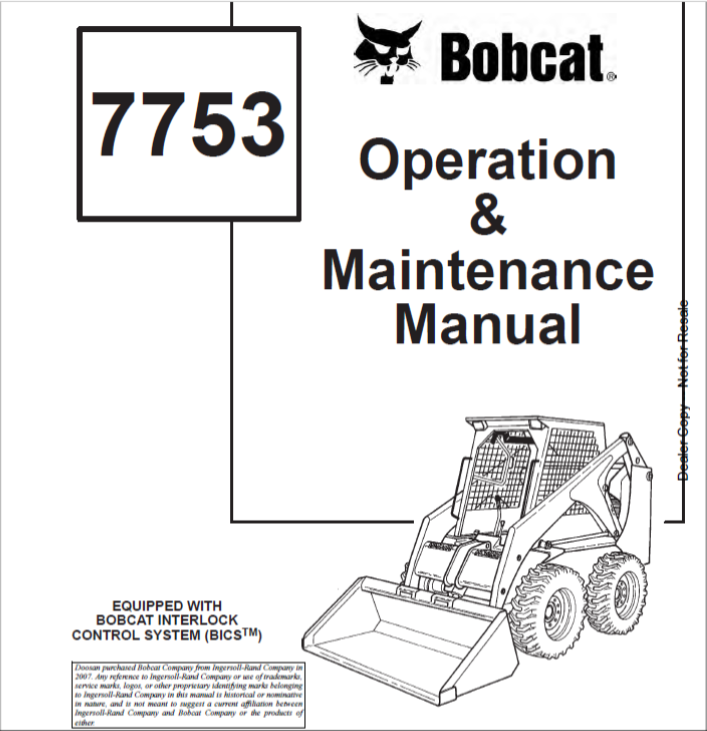 BOBCAT 7753 LOADER OPERATION & MAINTENANCE MANUAL 6722920 - PDF FILE