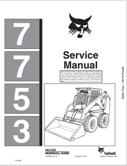 BOBCAT 7753 SERVICE MANUAL (6720899) - PDF FILE