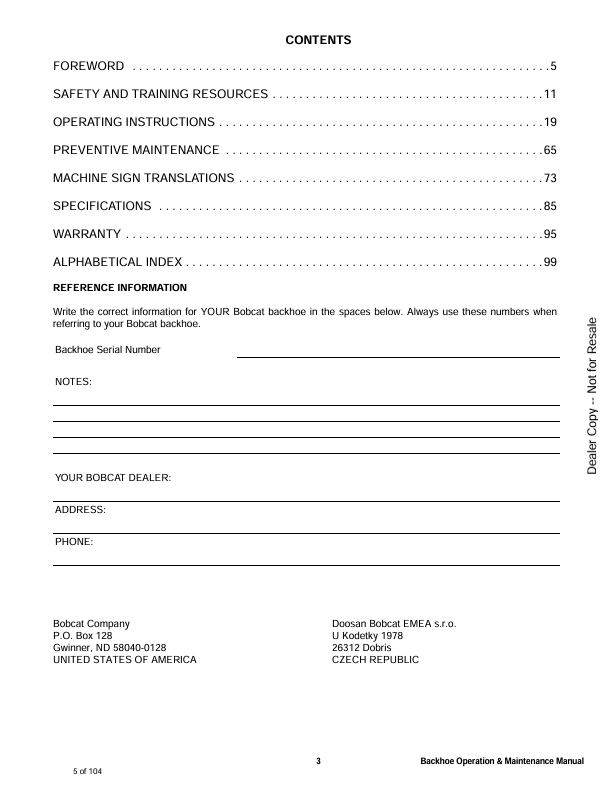 BOBCAT 7BH, 9BH BACKHOE (6990886) OPERATION AND MAINTENANCE MANUAL PDF FILE