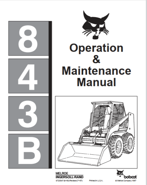 BOBCAT 843B OPERATION & MAINTENANCE MANUAL - PDF FILE