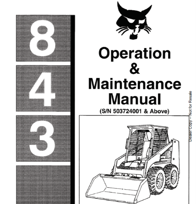 BOBCAT 843 LOADER OPERATION & MAINTENANCE MANUAL 503724001 - PDF FILE