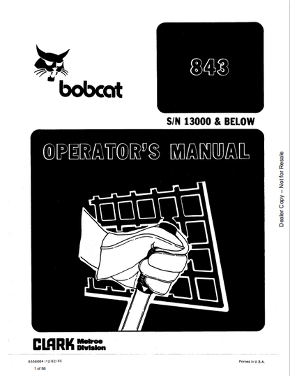 BOBCAT 843 OPERATOR'S MANUAL (6556864) - PDF FILE