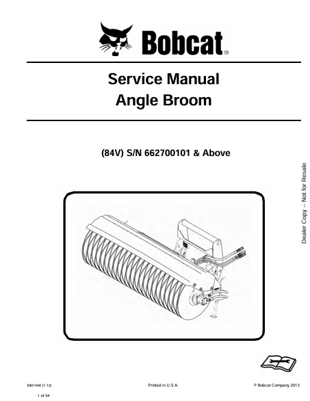 BOBCAT 84V ANGLE BROOM SERVICE MANUAL (6901448) - PDF FILE