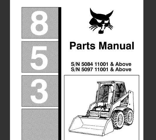 BOBCAT 853 SKID STEER LOADER PARTS CATALOG MANUAL - PFD FILE