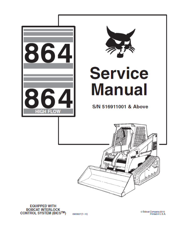 BOBCAT 864, 864 HIGH FLOW SERVICE MANUAL 6900627 - PDF FILE