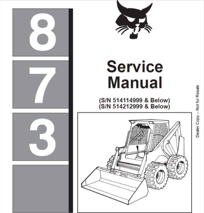 BOBCAT 873 LOADER SERVICE MANUAL 6724280 - PDF FILE