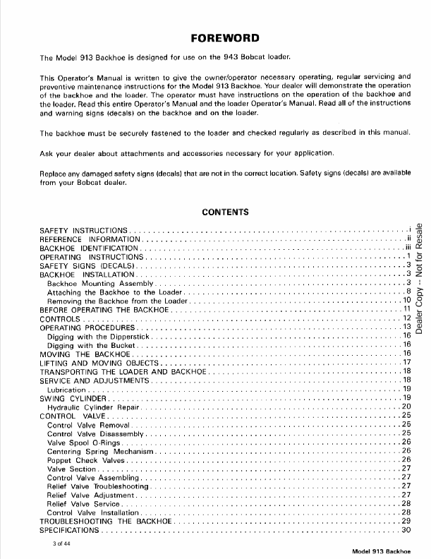 BOBCAT 913 BACKHOE (6566996) OPERATION AND MAINTENANCE MANUAL PDF FILE