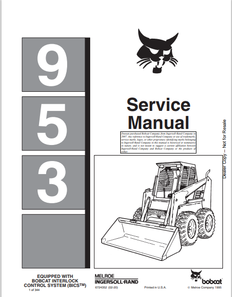 BOBCAT 953 SERVICE MANUAL (6724352) - PDF FILE