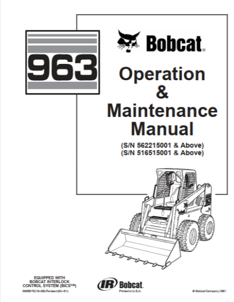 BOBCAT 963 OPERATION & MAINTENANCE MANUAL - PDF FILE