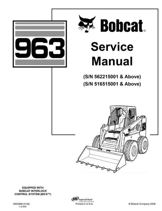 963 Skid Steer Loader 562215001 516515001 & Up Service Info 6900988