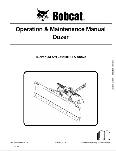 BOBCAT 96 DOZER OPERATION & MAINTENANCE MANUAL (6903167) - PDF FILE