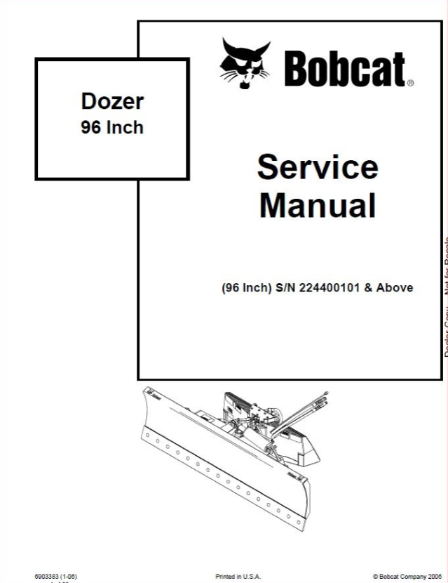 Bobcat 96 Inch Dozer Service Repair Workshop Manual PDF