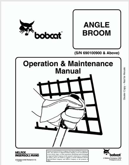 BOBCAT ANGLE BROOM OPERATION & MAINTENNCE MANUAL (6724359) - PDF FILE
