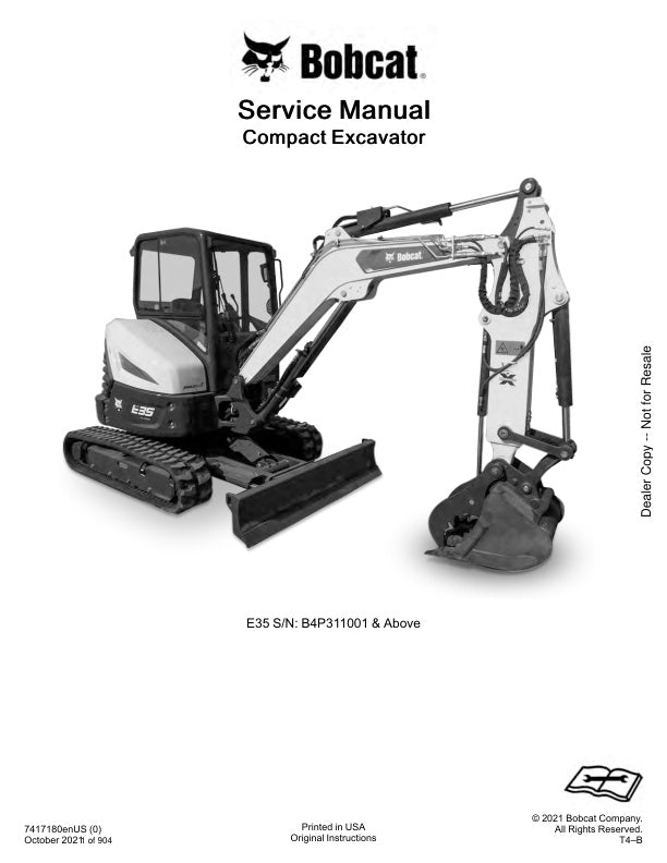 E35 Excavator B4P311001 & Up Technical Information 7417180 (10-21) PDF