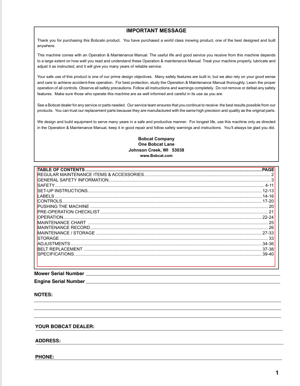 BOBCAT KAW FT651V, FT691V, FT730V (4178913ENUS) OPERATION & MAINTENANCE MANUAL PDF FILE