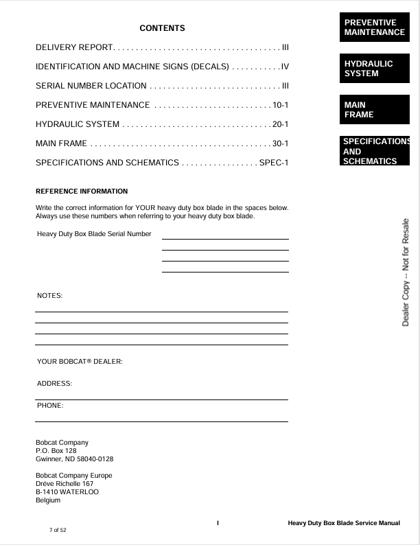 BOBCAT HEAVY DUTY BOX BLADE (6987242) SERVICE MANUAL PDF DOWNLOAD