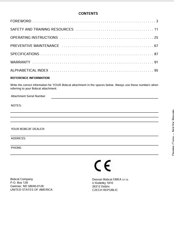 BOBCAT LANDSCAPE RAKE (6724804) OPERATION & MAINTENANCE MANUAL PDF DOWNLOAD