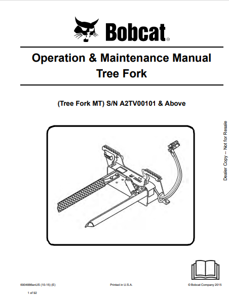 BOBCAT MT TREE FORK OPERATION & MAINTENANCE MANUAL (6904886) - PDF FILE
