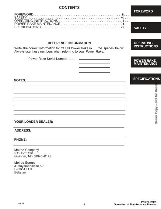 BOBCAT POWER RAKE (6724394) OPERATION AND MAINTENANCE MANUAL PDF FILE