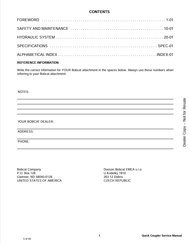 BOBCAT QC30, QC35, QC45-1, QC45-2, QC45-3 (7432668ENUS) SERVICE MANUAL PDF FILE
