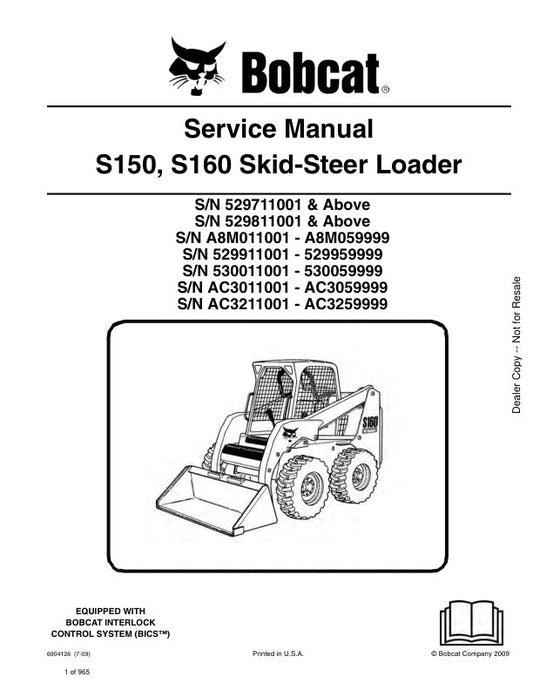 BOBCAT S150 S160 Skid-Steer Loader Service Information 6904126 PDF