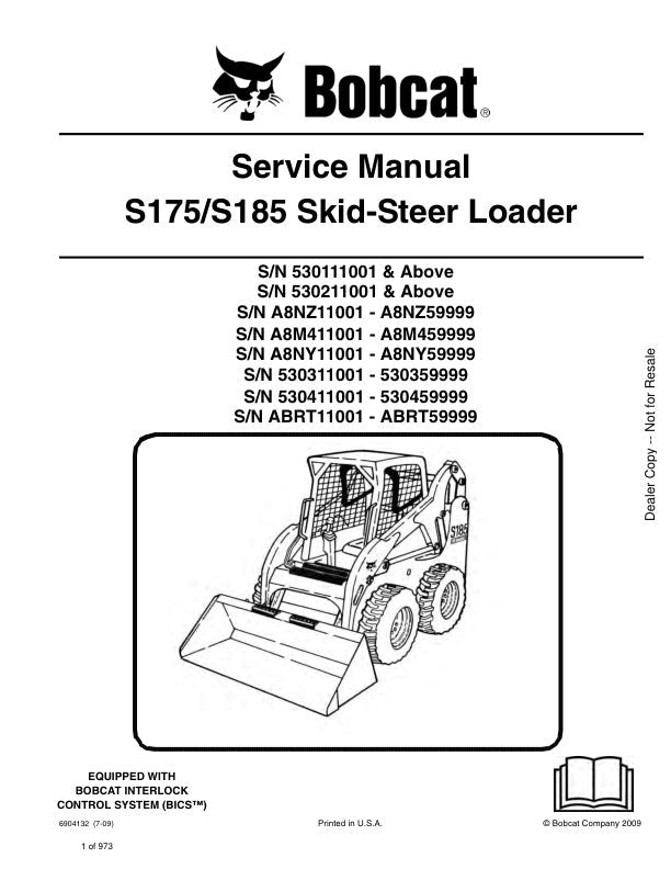 BOBCAT S175 S185 Loader Service Information 6904132 PDF