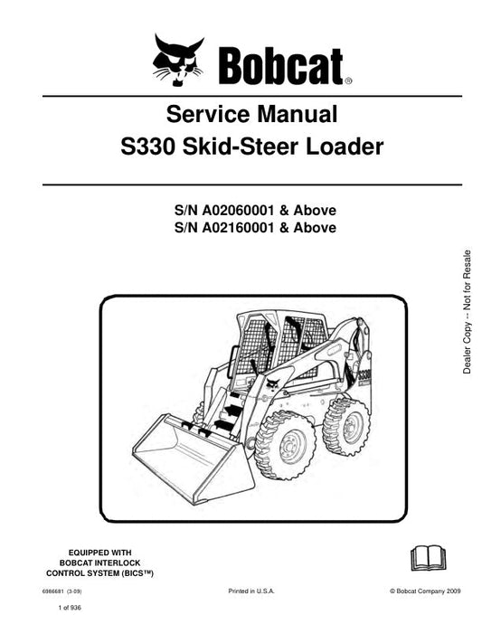 BOBCAT S330 A02060001 A02160001 & Up Service Information 6986681 PDF