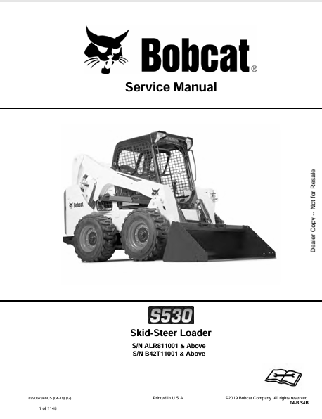 BOBCAT S530 SKID-STEER LOADER SERVICE MANUAL (6990673) - PDF FILE