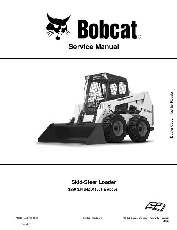 BOBCAT S550 B4ZD11001 & Up Service Information 7417391 - PDF File