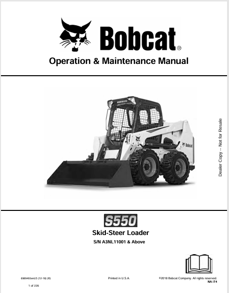 BOBCAT S550 SKID-STEER LOADER OPERATION & MAINTENANCE MANUAL (6989493) - PDF FILE
