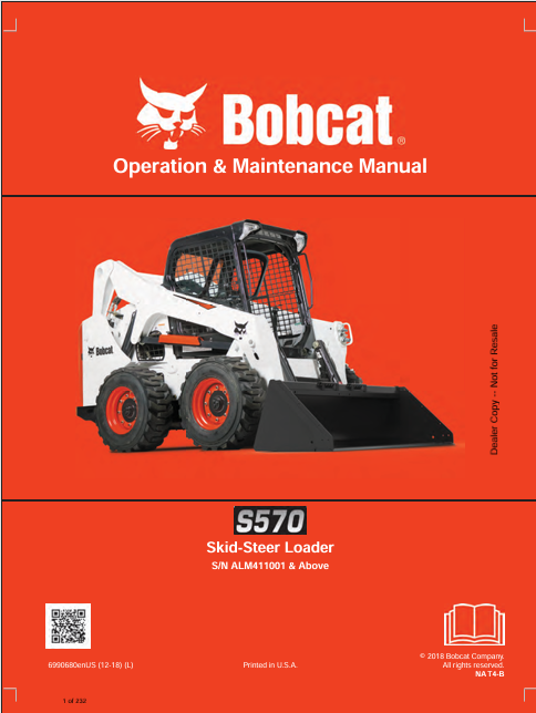 BOBCAT S570 SKID-STEER LOADER OPERATION & MAINTENANCE MANUAL (6990680) - PDF FILE