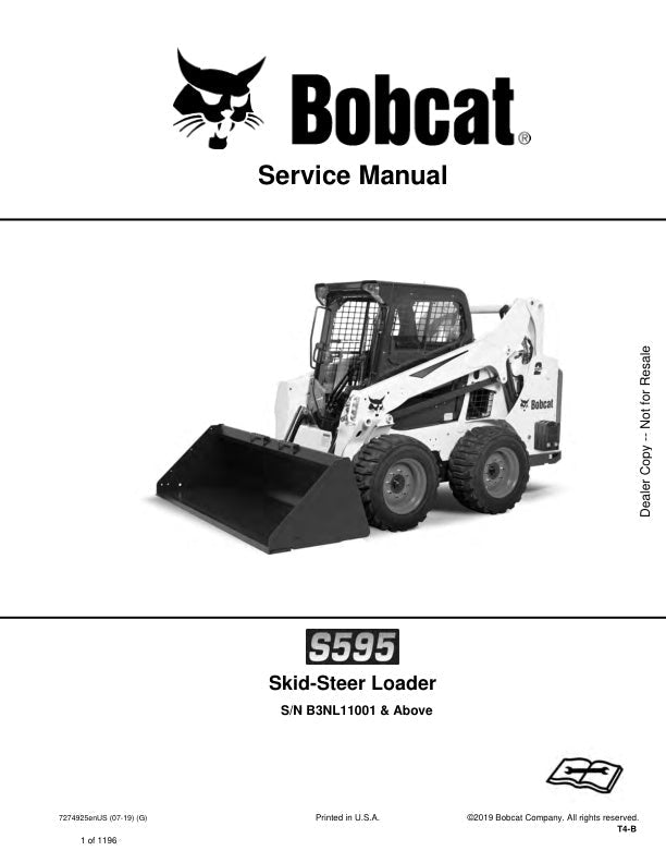 S595 Loader B3NL11001 & Up Service Information 7274925 - PDF