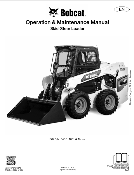 BOBCAT S62 Skid-Steer Loader Operation & Maintenance | 7353167 PDF