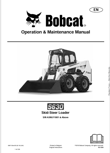 BOBCAT S630 SKID-STEER LOADER OPERATION & MAINTENANCE MANUAL (6987159) - PDF FILE